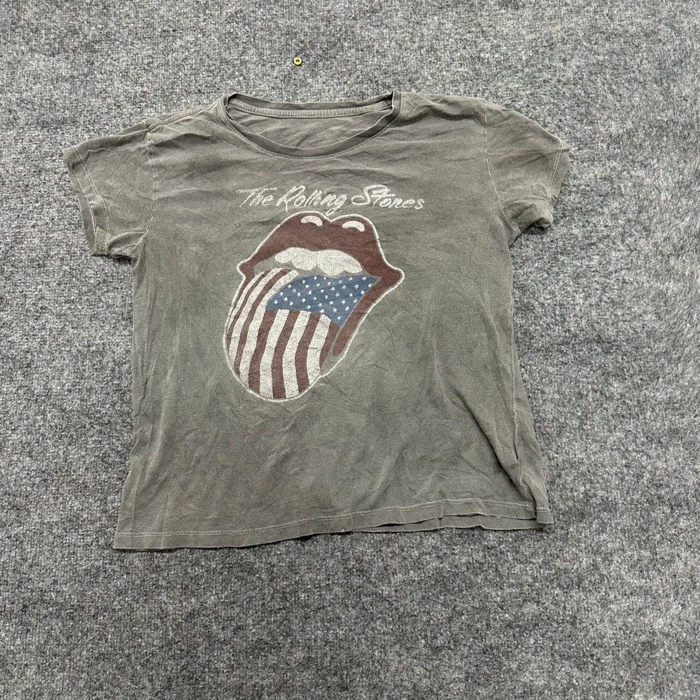 The Rolling Stones T-Shirt Womens Size Small Gray Graphic Band Tee USA Made